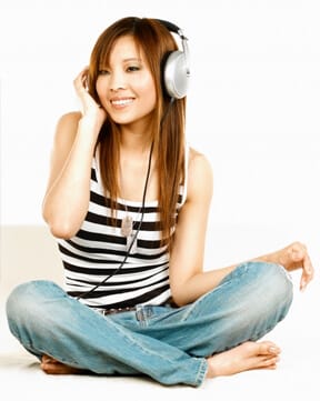 Student with headphones