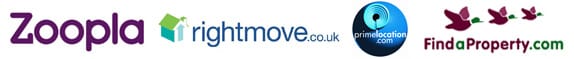 Zoopla, Rightmove, Prime Location and Find a Property logos